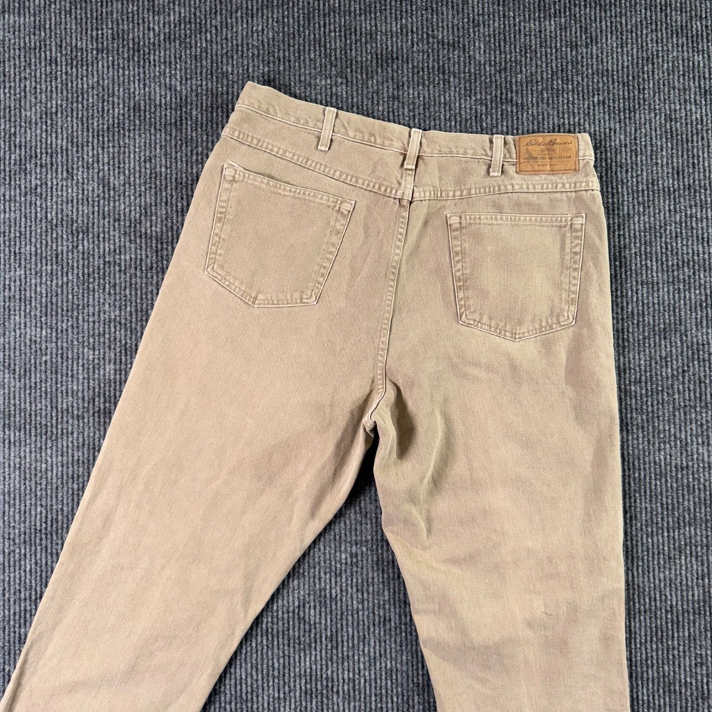 VTG Eddie Bauer Jeans Mens 38x35 Beige Outdoor Workwear Hiking Gorpcore Tradcore
